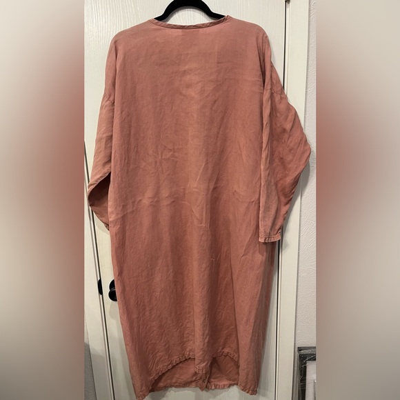 J Morgan Puett Linen Midi Dress Long Sleeve Snap Front Women's No Size OSFA? - Picture 13 of 14